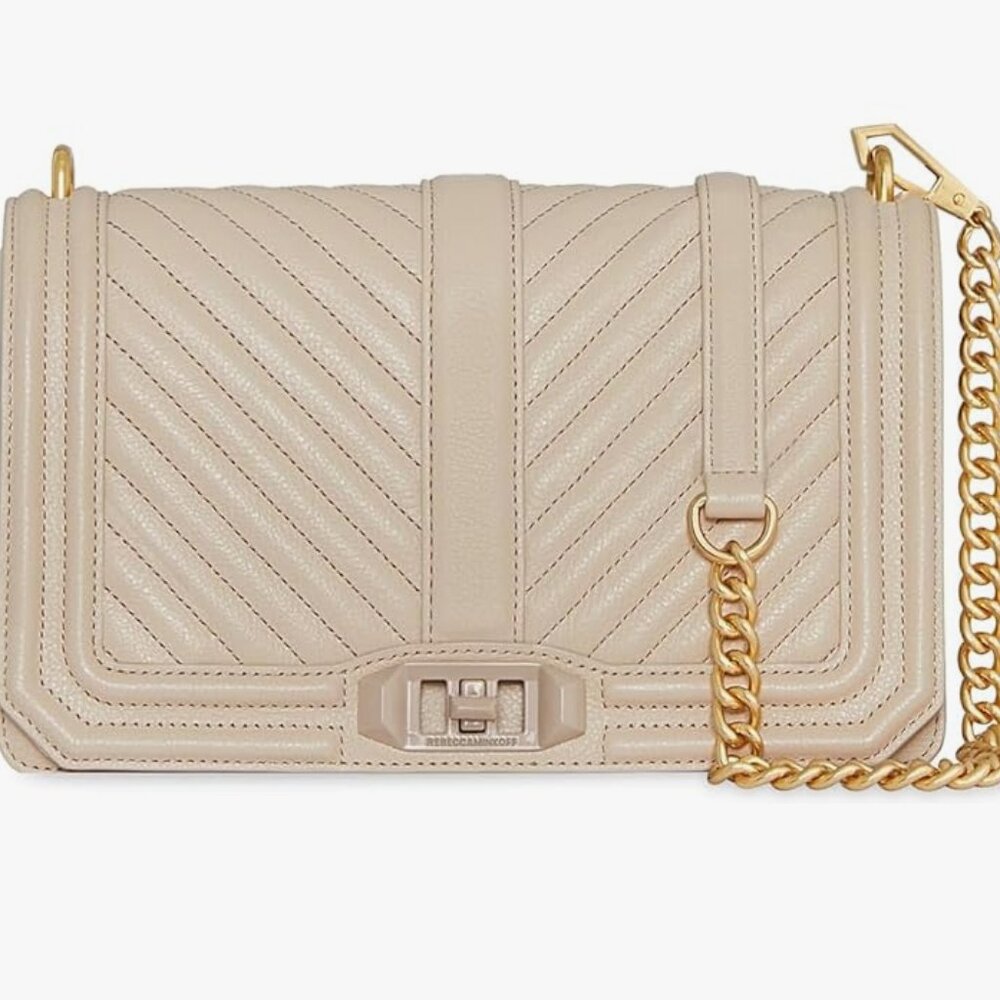 NWT REBECCA MINKOFF Chevron Quilted Love Leather Bag